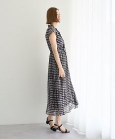 YECCA VECCA チェック柄ボウタイプリーツワンピース