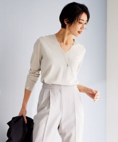 ICB 【WEB限定カラーあり・接触冷感・UVケア・洗える】 シンセティックハイゲージ Vネックプルオーバー