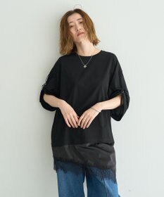 YECCA VECCA ドロストスリーブヘムレースTee