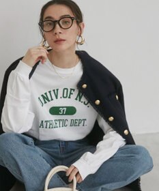 WEGO 【ANGIE VINTAGE】GILDAN カレッジロゴ オーバーサイズ プリント ロンT