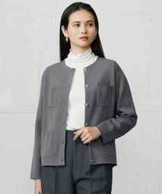 自由区 レーヨンストレッチ カーディガン グレー
