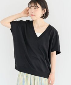 Green Parks 深Ｖネックミニ裏毛フレンチスリーブプルオーバー