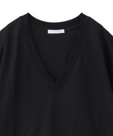 Green Parks 深Ｖネックミニ裏毛フレンチスリーブプルオーバー