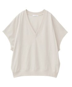Green Parks 深Ｖネックミニ裏毛フレンチスリーブプルオーバー