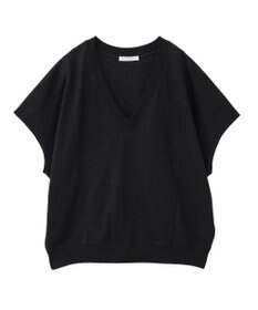 Green Parks 深Ｖネックミニ裏毛フレンチスリーブプルオーバー