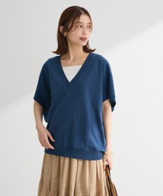 Green Parks 深Ｖネックミニ裏毛フレンチスリーブプルオーバー