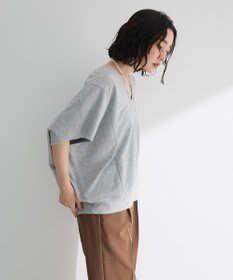 Green Parks 深Ｖネックミニ裏毛フレンチスリーブプルオーバー