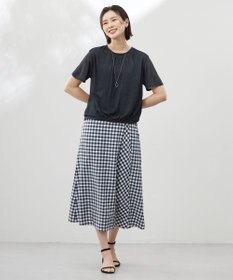 J.PRESS LADIES L 【洗える】アセVisギンガム フレアー スカート