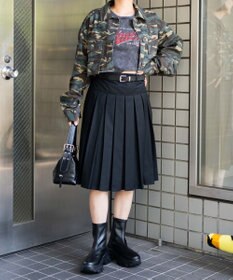 WEGO ベルト付プリーツミドルスカート