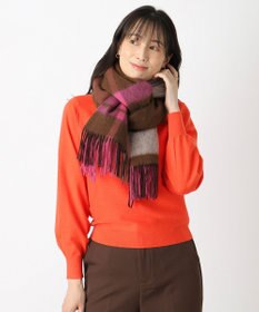 MOONBAT 【洗える】FURLA ウール100%超大判ブロックチェックストールマフラー／幅70cm