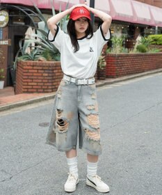 WEGO 【ユニセックス着用ITEM】ワンポイント刺繍リンガーT（SS）