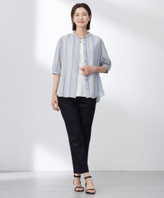 J.PRESS LADIES 【WEB限定・洗える】シャンブレーサテン テーパード パンツ