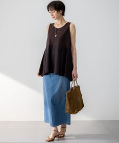 23区 【洗える】ナチュラルコットンベア タフタコンビ タンクトップ