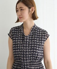 YECCA VECCA チェック柄ボウタイプリーツワンピース