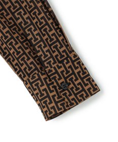 ICB 【30th ANNIVERSARY】 モノグラムプリントシフォン バンドカラーブラウス