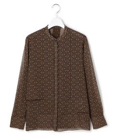 ICB 【30th ANNIVERSARY】 モノグラムプリントシフォン バンドカラーブラウス