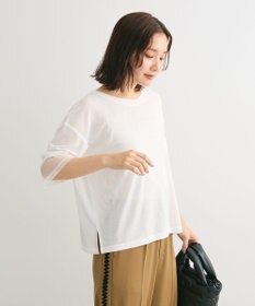 Green Parks 袖チュールドッキングシアー５分袖プルオーバー