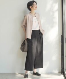 J.PRESS LADIES 【洗える】ストレッチタイプライター ラップディテール ワイド パンツ