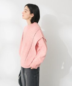 CRAFT STANDARD BOUTIQUE 洗える/ハンドステッチデザインニットプルオーバー