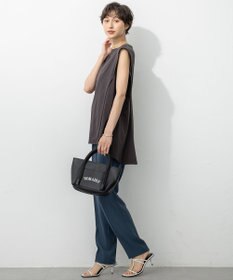 23区 L 【洗える】コンパクトヤーン フレアデザイン ノースリーブ カットソー