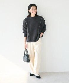 CRAFT STANDARD BOUTIQUE 洗える/ハンドステッチデザインニットプルオーバー