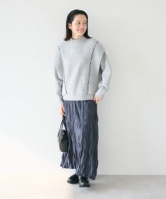 CRAFT STANDARD BOUTIQUE 洗える/ハンドステッチデザインニットプルオーバー