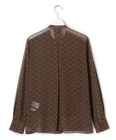 ICB 【30th ANNIVERSARY】 モノグラムプリントシフォン バンドカラーブラウス