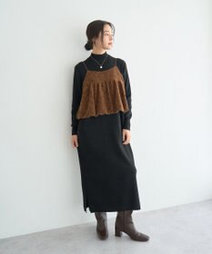 YECCA VECCA 【2点SET】バルーンキャミ付きニットワンピース