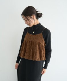 YECCA VECCA 【2点SET】バルーンキャミ付きニットワンピース