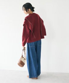 CRAFT STANDARD BOUTIQUE 洗える/ハンドステッチデザインニットプルオーバー