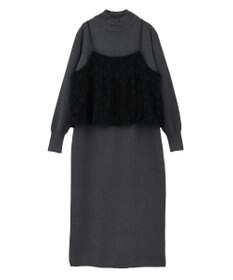 YECCA VECCA 【2点SET】バルーンキャミ付きニットワンピース