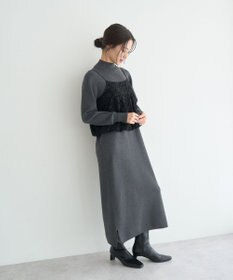 YECCA VECCA 【2点SET】バルーンキャミ付きニットワンピース