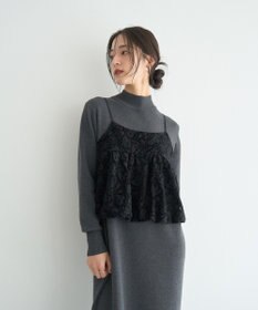 YECCA VECCA 【2点SET】バルーンキャミ付きニットワンピース