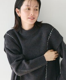 CRAFT STANDARD BOUTIQUE 洗える/ハンドステッチデザインニットプルオーバー