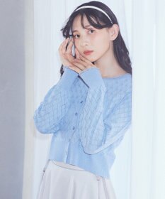 earth music&ecology シアースカラップ透かし編みカーディガン