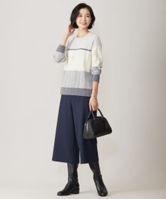 J.PRESS LADIES 【洗える】WOOL BLEND AIR カラーブロック ニット