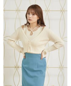 earth music&ecology ＳＥＴ２点ショートカーディガン＋レイヤードタンク