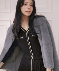 ANY SIS L バイカラーデザインニット ワンピース