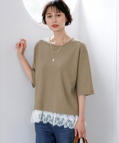 23区 【先行予約】レースヘムレイヤード コンビ カットソー