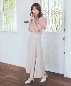 earth music&ecology シアーバックレースアップフレアスカート