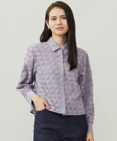 自由区 シアージオメトリックジャカードクロップド丈 ブラウス