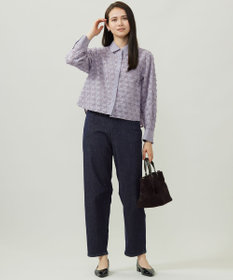 自由区 シアージオメトリックジャカードクロップド丈 ブラウス