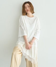 YECCA VECCA ドロストスリーブヘムレースTee