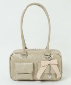 WEGO チャーム付きスクエアボストンバッグ