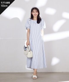 Tiaclasse L 【洗える】バルーンスリーブサイドギャザーワンピース