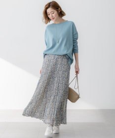 23区 【洗える】シアーヘリンボーンプリント プリーツ スカート