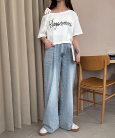 WEGO モチーフデニムタックパンツ