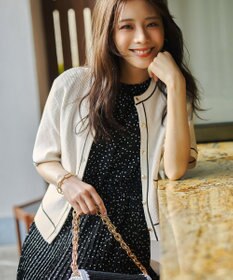 ANY SIS バイカラーニット カーディガン