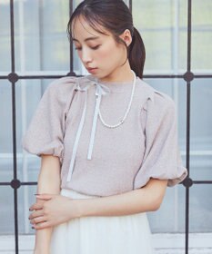 earth music&ecology ラメモールパフスリニットプルオーバー