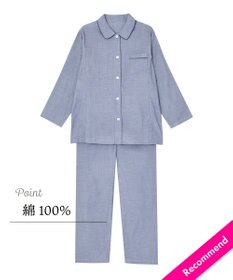 Wing パジャマ 長袖 長ズボン ピマ綿100％ やわらかな肌ざわり 襟つきシャツタイプ レディース EP3001 ウイング／ワコール